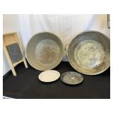 Galvanized Wash Tubs, Washboard, and Pans