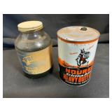 Vintage Nourse Oil Can and Glass Jar