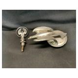 Vintage 1933 Chevrolet and 1970s Chrysler Hood Orn