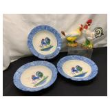 Chicken-Themed Plates and Figurines Set