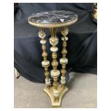 Marble Top and Brass Pedestal Stand