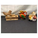 Ceramic Folk Art Lot: Shoe, Parrot, Boy