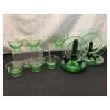 Green Depression Glass Tableware Set