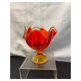 Viking Glass Amberina Pedestal Vase
