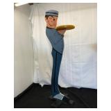Hand-Painted Wooden Waiter Figure