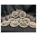 Denmark Fars Dag Plates and Currier & Ives Glasses