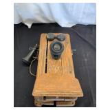 Vintage Kellogg Wooden Wall Telephone
