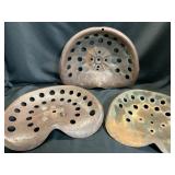 Three Vintage Metal Tractor Seats