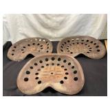 Three Vintage Metal Tractor Seats
