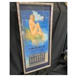 1933 Framed Automotive Calendar Poster With Nude L