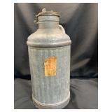 Antique 5-Gallon Galvanized Oil Can with Lid