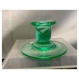 Green Depression Era Uranium Glass Candle Holder