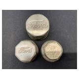 Three Vintage Ford Hubcaps, Metal