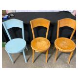 Three Wooden Bistro Chairs