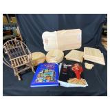 Miniature Rustic Chair and Wood Craft Lot