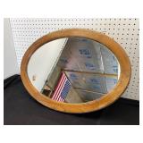 Oval Wooden Medicine Cabinet with Mirror
