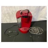 Red Keurig Coffee Maker with Rack