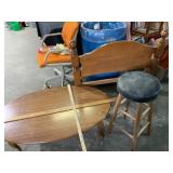 Wood Twin Headboard, Coffee Table, and Stool
