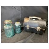 Metal Lunchbox with Ball Mason Jars