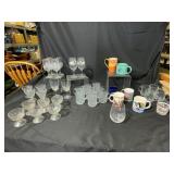 Assorted Glassware and Decorative Mugs