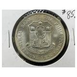 1964 Bank of Philippines Silver One Peso