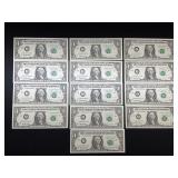 (13) 1995 $1 Federal Reserve Notes In Sequence