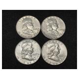(4) Franklin Silver Half Dollars