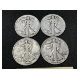 (4) Walking Liberty Silver Half Dollars