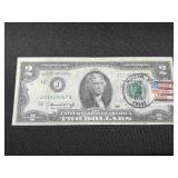 1976 Bi-Centennial $2 Bill Stamped Mullen, NE