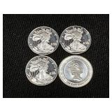 (4) 1/10th Oz. Silver Coins