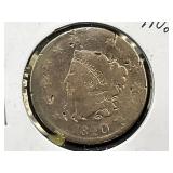 1820 Large Cent Large ï¿½Oï¿½, Top 2 Curl