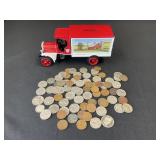 TSC Truck Bank w/Large Assortment of Coins