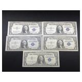 (4) 1935 & (1) 1957  $1 Silver Certificates