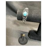 Silver-Tone Cuff with Faux Turquoise and Ring
