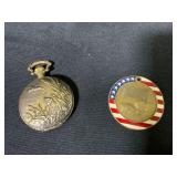 Gold-Tone Pocket Watch and Medal