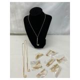 10 Gold Tone Necklaces with Golf Club Pendant