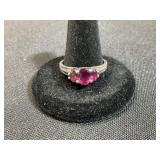 Sterling Silver Ring with Pink Stones