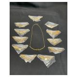 12 Gold Tone Necklaces with Butterfly Pendant