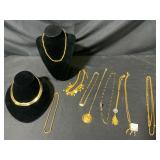 10 Gold-Toned Necklaces and Earring