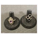 Two Sterling Silver Rings with Details