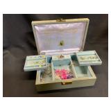 Green Jewelry Box with Contents