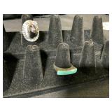 Two Sterling Silver Rings with Stone Accents