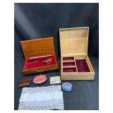 Wooden Music Box with Floral Inlay