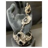 HB Yazzie Black Onyx & Silver Slave Bracelet