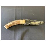 Obsidian Blade with Aged Antler Handle
