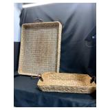 Two Woven Rectangular Trays