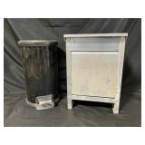Metal Feeder Bin and Black Foot Pedal Trash Can