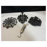 Vintage Cast Iron Pot Holders and Scale