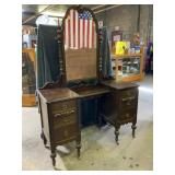 Wood Vanity with Mirror and Drawers