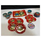 Vintage Tin Toy Dishware Set with Dutch Motifs
